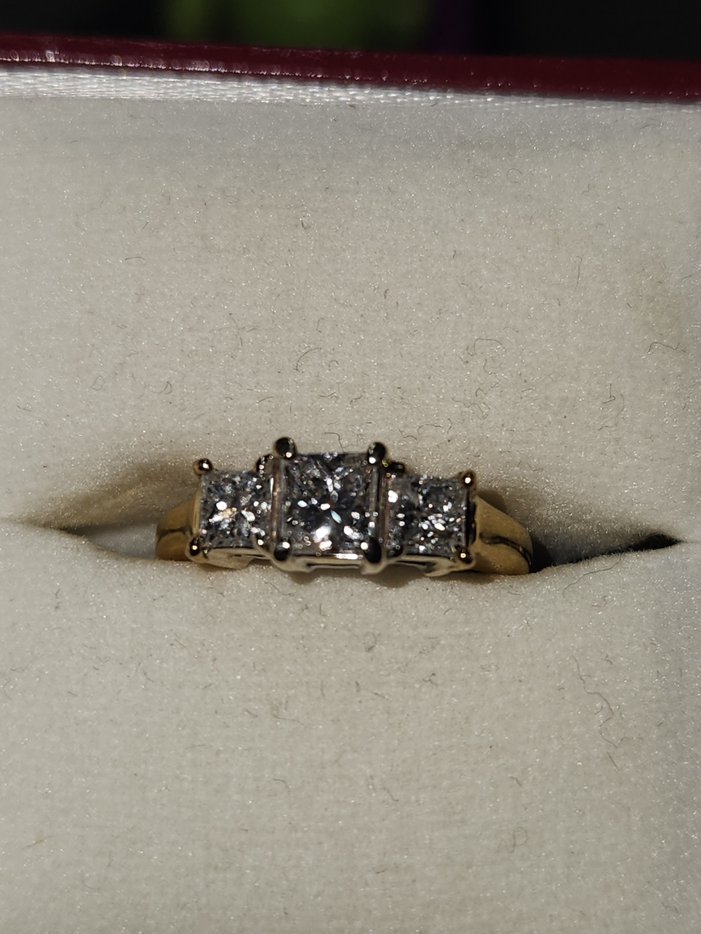Three-Stone Diamond Anniversary Ring in Yellow Gold